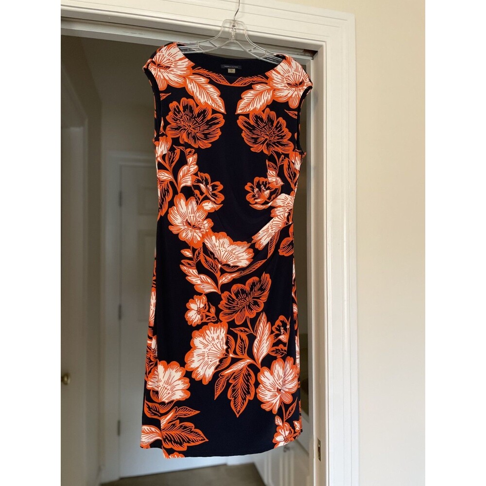 Tommy Hilfiger blue orange Floral Sheath Dress Sz 12